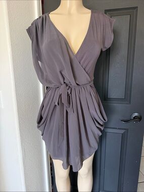 Draped Wrap Dress in Gray size M